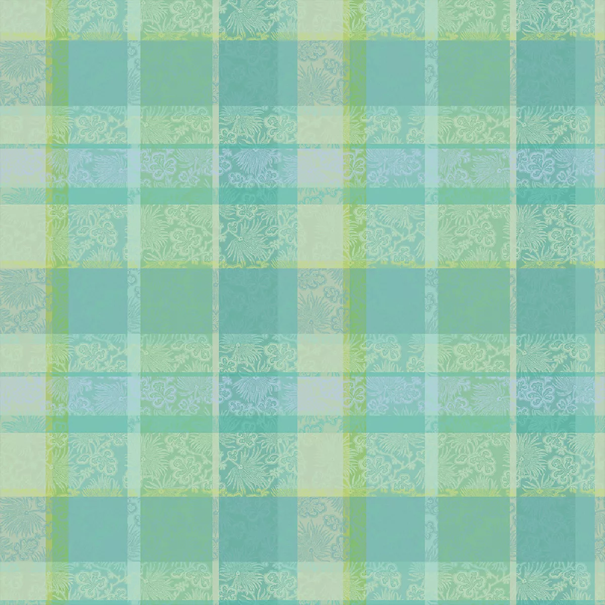 Garnier Thiebaut Nappe Jacquard Pur Coton Vert Aqua Mille Venusta Aqua