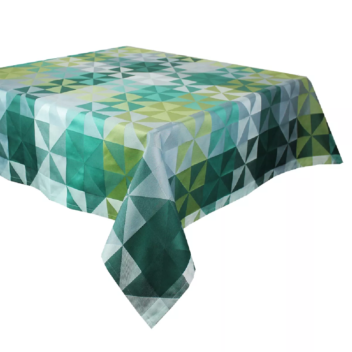 Garnier Thiebaut Nappe Jacquard Pur Coton Vert Emeraude Mille Quartz Emeraude