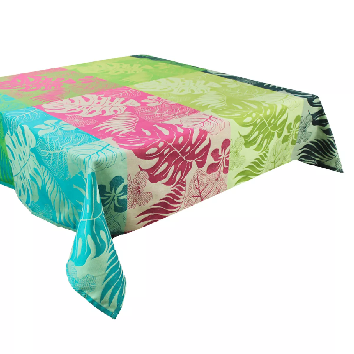 Garnier Thiebaut Nappe Jacquard Pur Coton Vert Pop Mille Palma Pop