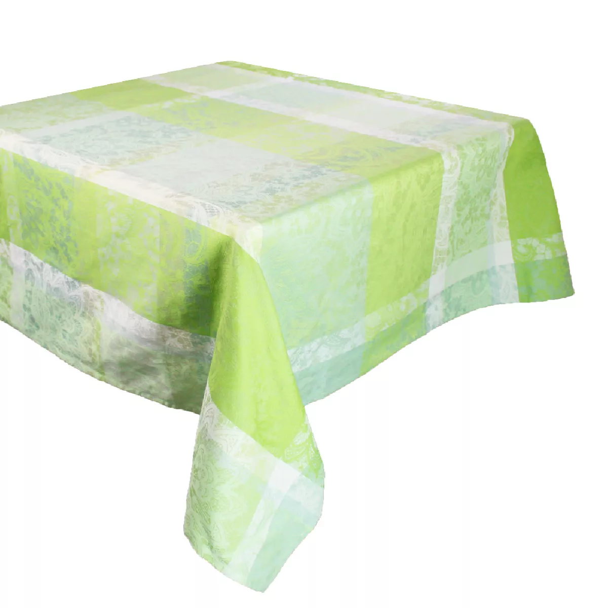 Garnier Thiebaut Nappe Jacquard Pur Coton Vert Prairie Mille Dentelles Prairie