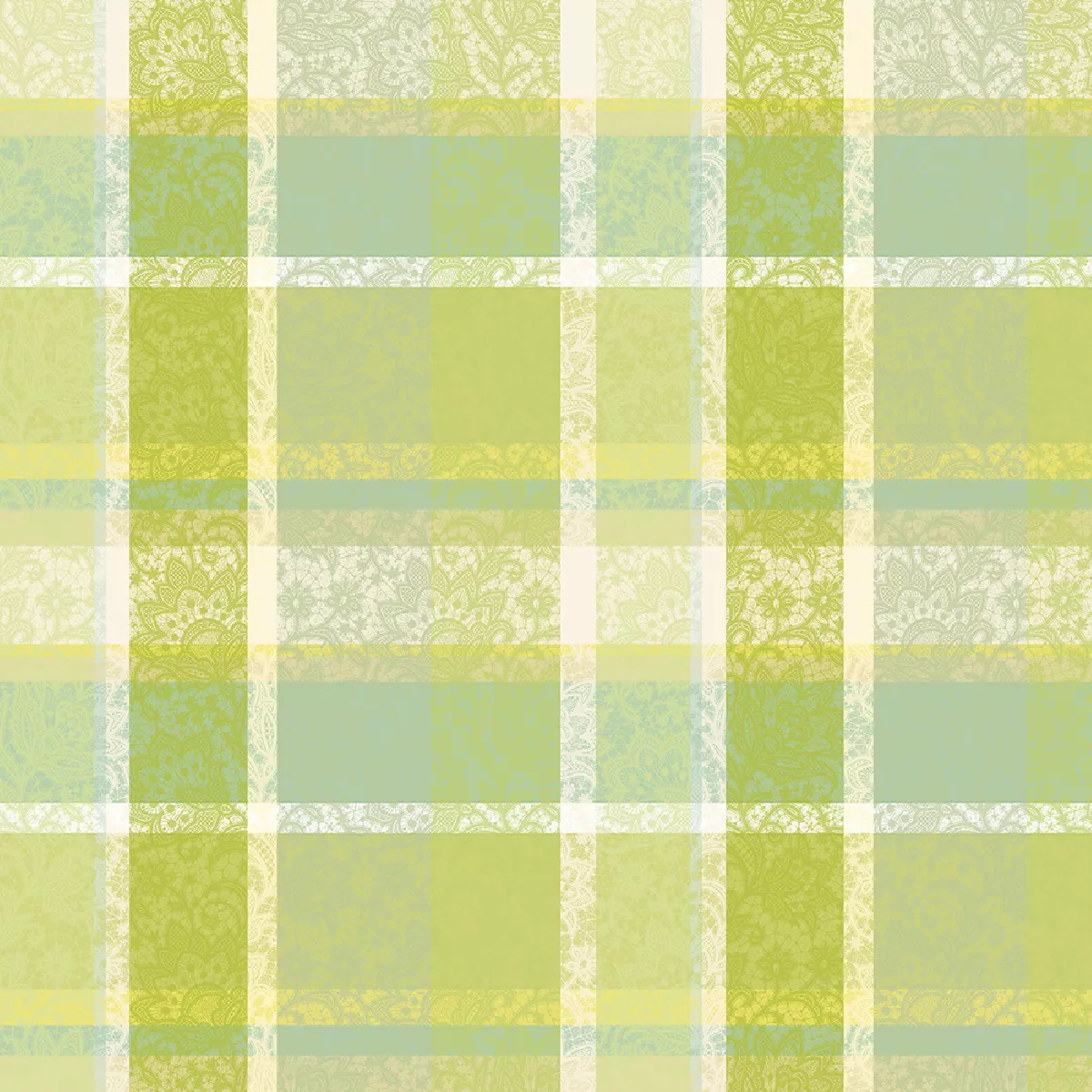 Garnier Thiebaut Nappe Jacquard Pur Coton Vert Prairie Mille Dentelles Prairie