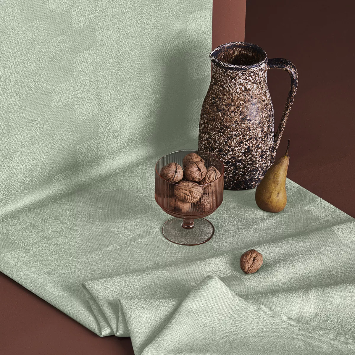garnier thiebaut Nappe jacquard pur coton vert verde Epis verde