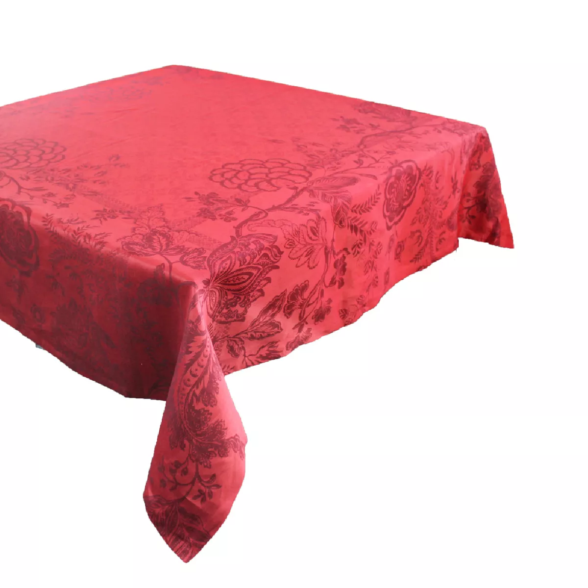 Garnier Thiebaut Nappe Jacquard Pur Lin Rouge Carmin Scarlett Carmin