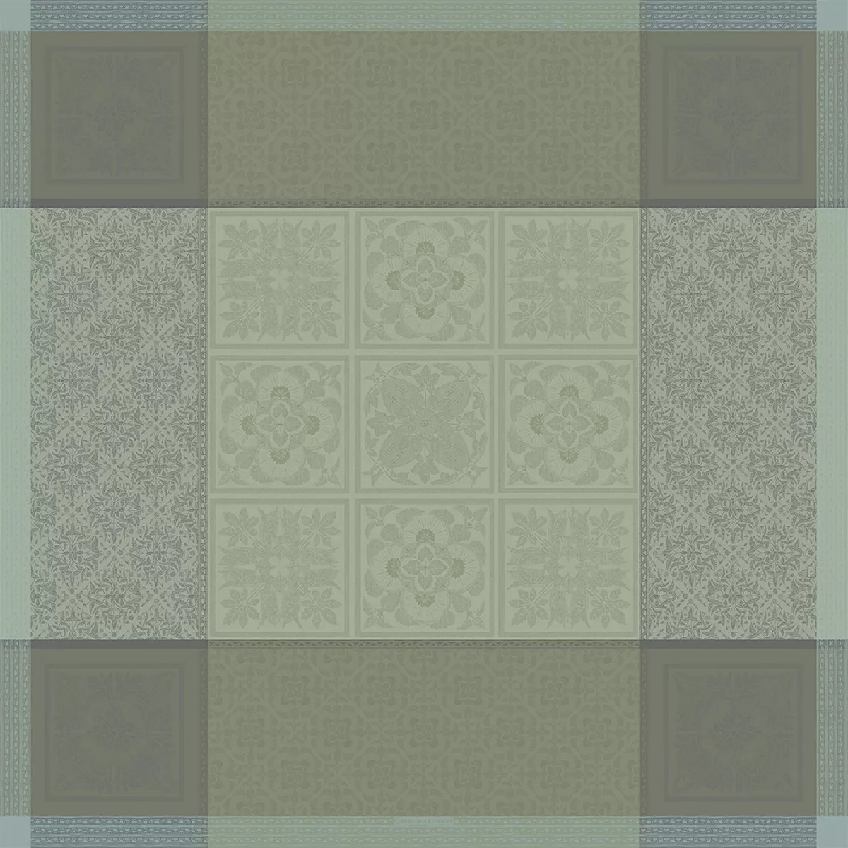 Garnier Thiebaut Nappe Jacquard Pur Lin Vert Opaline Harmonie Opaline