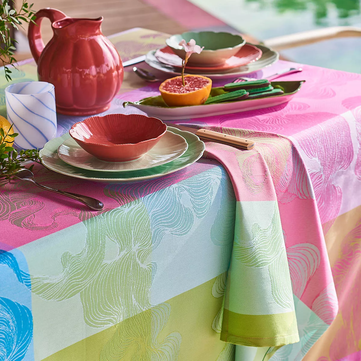 Garnier Thiebaut Nappe Sur Mesure Pur Coton Coloris Bleu Ara Mille Vertiges Ara