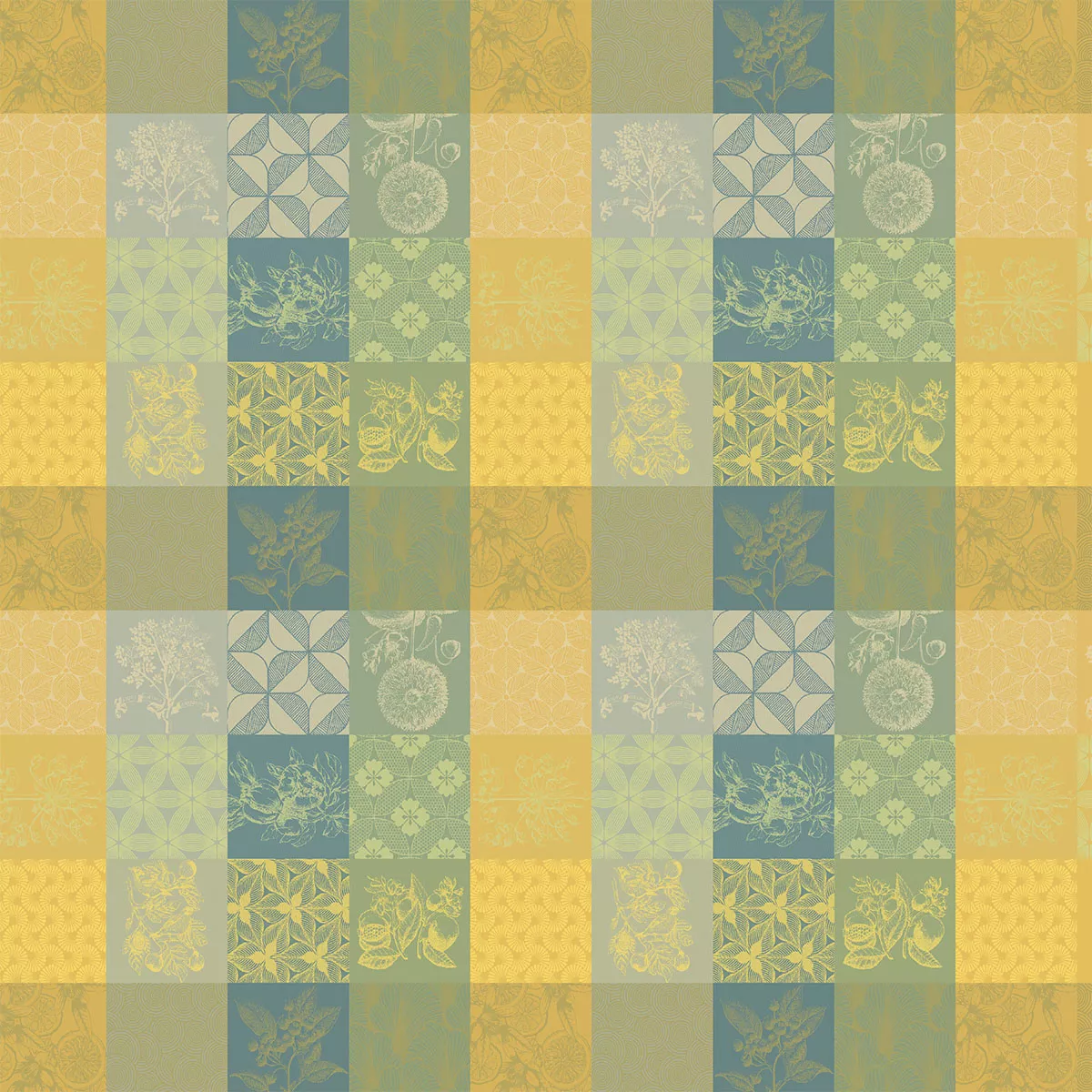 garnier thiebaut Nappe sur mesure pur coton enduit imperméable coloris jaune limoni Mille parfums limoni