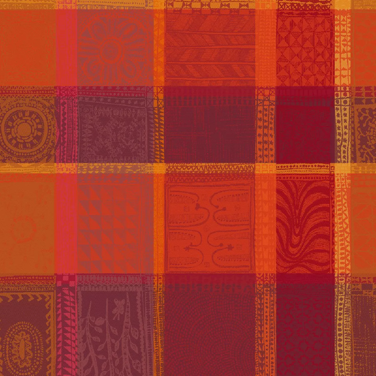 Garnier Thiebaut Nappe Sur Mesure Pur Coton Enduit Imperméable Coloris Orange Ketchup Mille Wax Ketchup