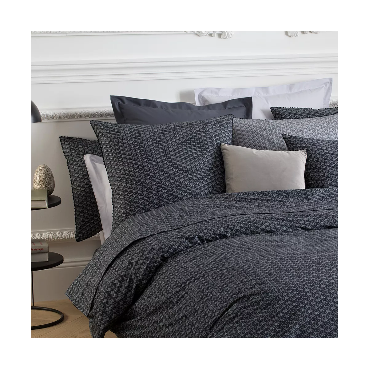 Garnier Thiebaut Parure De Lit Percale De Coton 80 Fils/cm² Anthracite Graphite Modèle Osaka Graphite