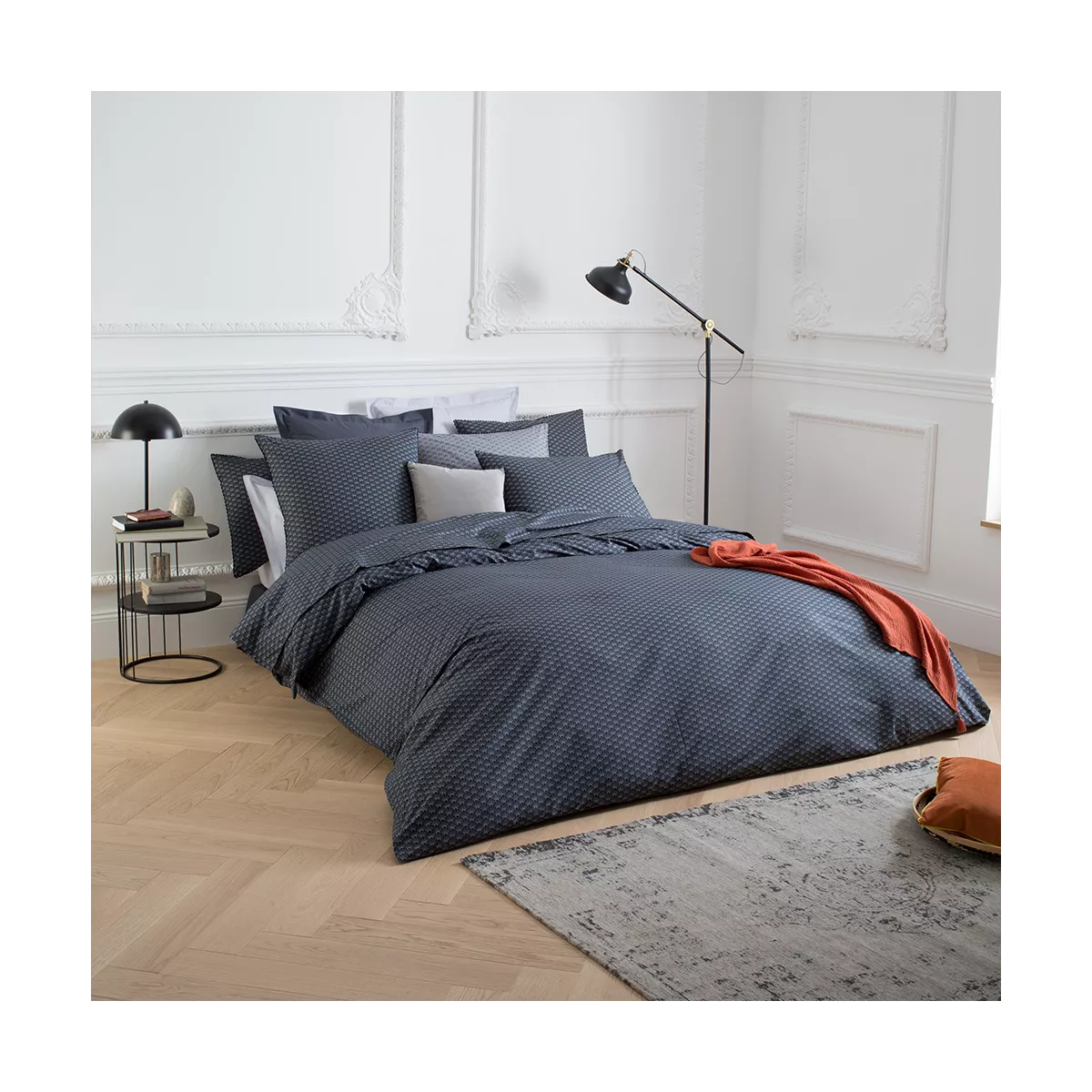 garnier thiebaut Parure de lit percale de coton 80 fils/cm² anthracite graphite Modèle Osaka graphite