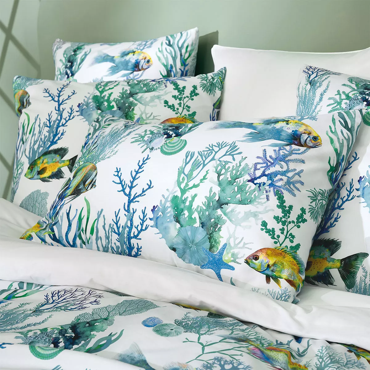 Garnier Thiebaut Parure De Lit Percale De Coton 80 Fils/cm² Blanc Blanc Modèle Naia Blanc