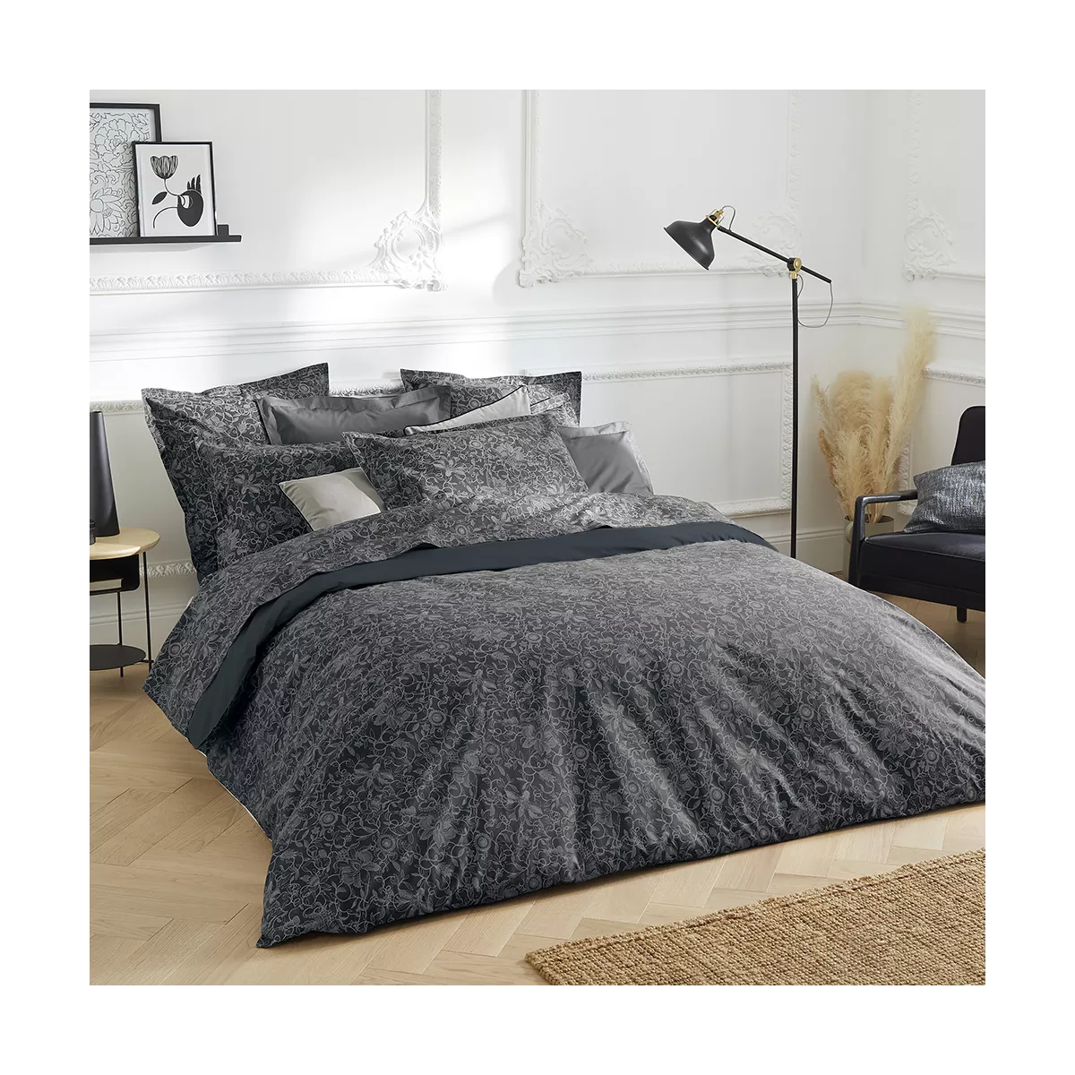 garnier thiebaut Parure de lit percale de coton 80 fils/cm² bleu nocturne Modèle Reve noir nocturne