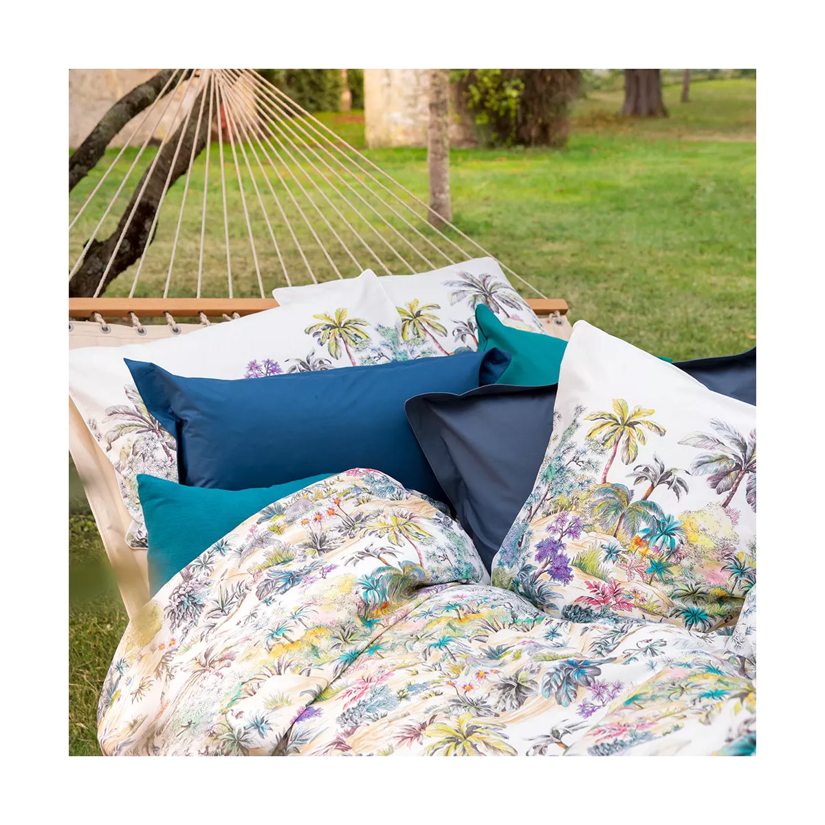 Garnier Thiebaut Parure De Lit Percale De Coton 80 Fils/cm² Multicolore Blanc Modèle Oasis Blanc