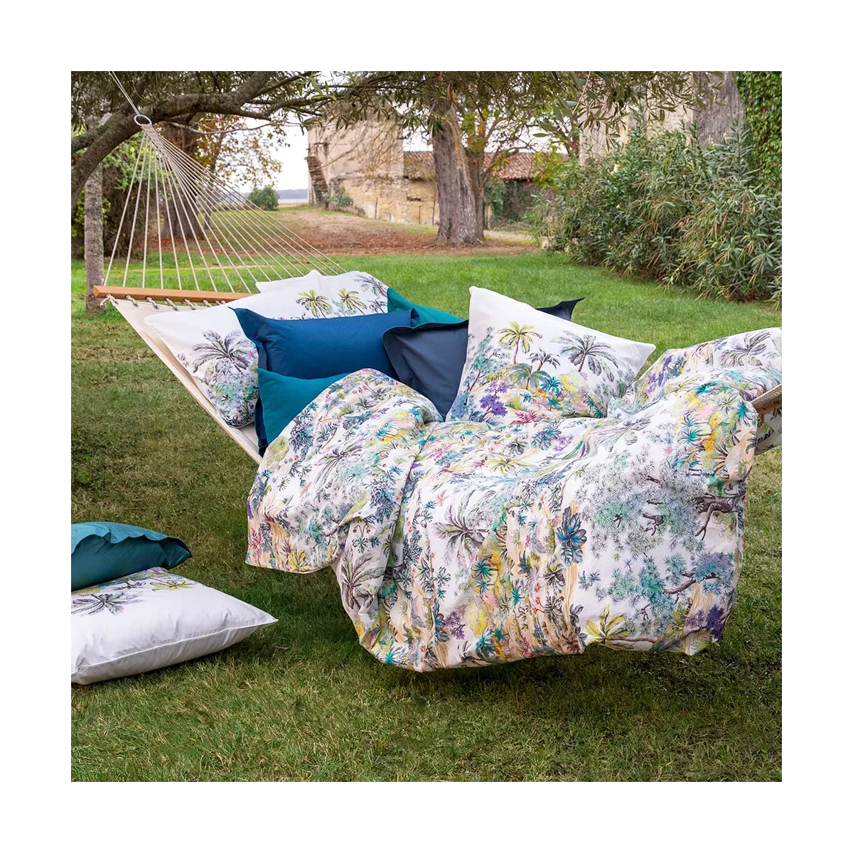 garnier thiebaut Parure de lit percale de coton 80 fils/cm² multicolore blanc Modèle Oasis blanc