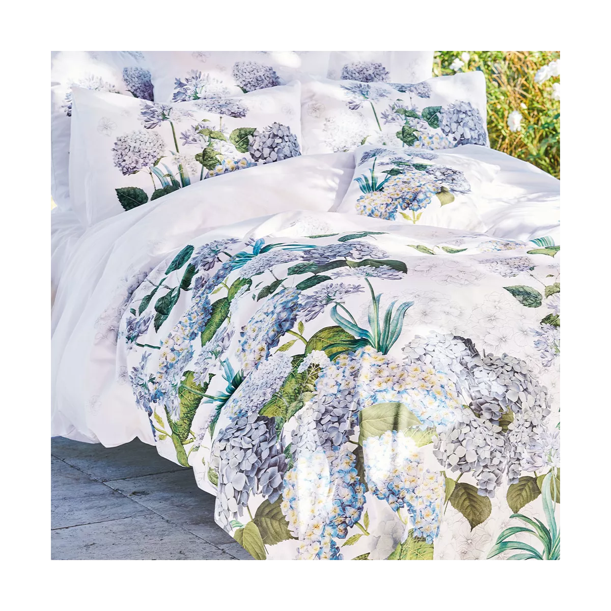 Garnier Thiebaut Parure De Lit Percale De Coton 80 Fils/cm² Multicolore Bleu Modèle Maelys Bleu