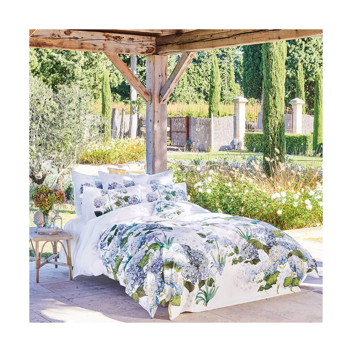 garnier thiebaut Parure de lit percale de coton 80 fils/cm² multicolore bleu Modèle Maelys bleu