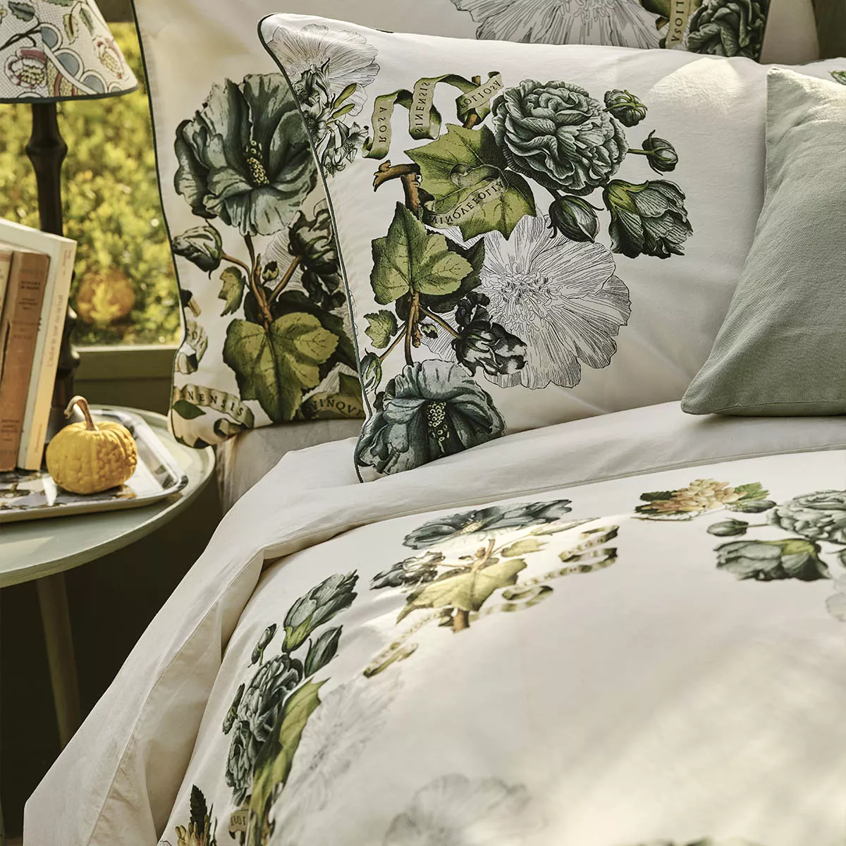 Garnier Thiebaut Parure De Lit Percale De Coton 80 Fils/cm² Vert Naturel Modèle Giardino Naturel