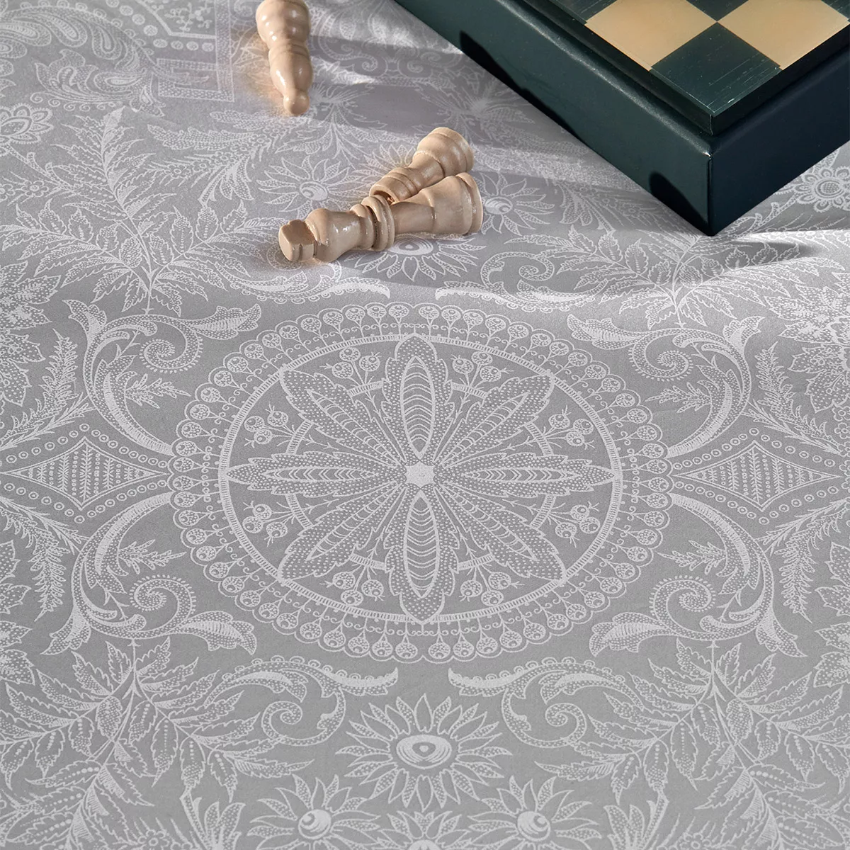 Garnier Thiebaut Parure De Lit Satin De Coton 120 Fils/cm² Gris Argent Modèle Nuits Perses Argent
