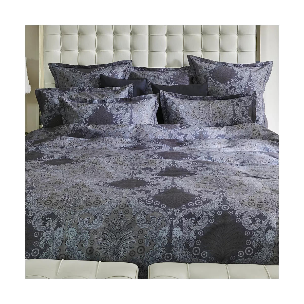 garnier thiebaut Parure de lit satin de coton 120 fils/cm² noir nocturne Modèle Suzie nocturne