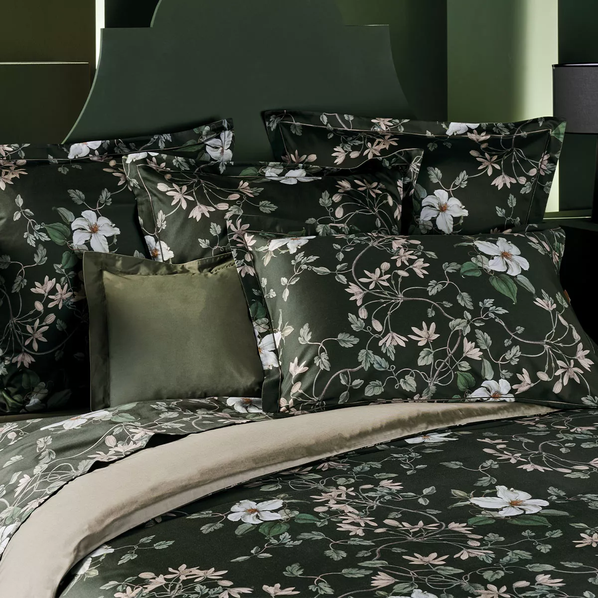 Garnier Thiebaut Parure De Lit Satin De Coton 120 Fils/cm² Vert Mousse Modèle Gardenias Mousse