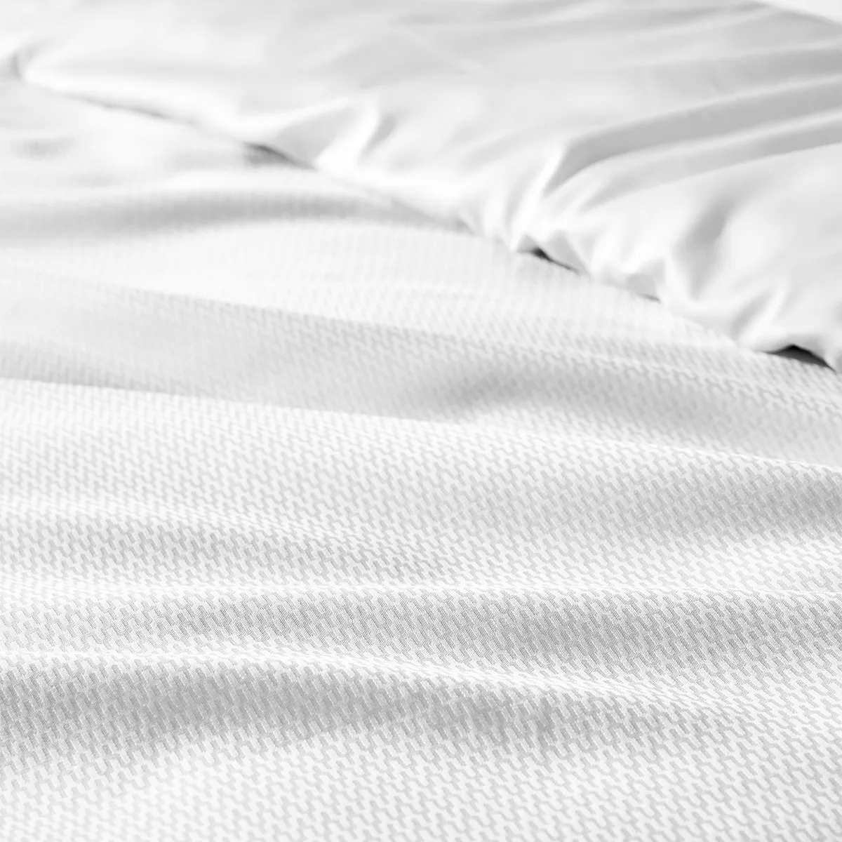 Garnier Thiebaut Parure De Lit Satin De Coton Blanc Blanc Modèle Vibrato Blanc