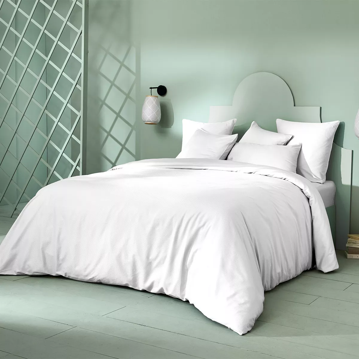 Garnier Thiebaut Parure De Lit Satin De Coton Blanc Blanc Modèle Vibrato Blanc