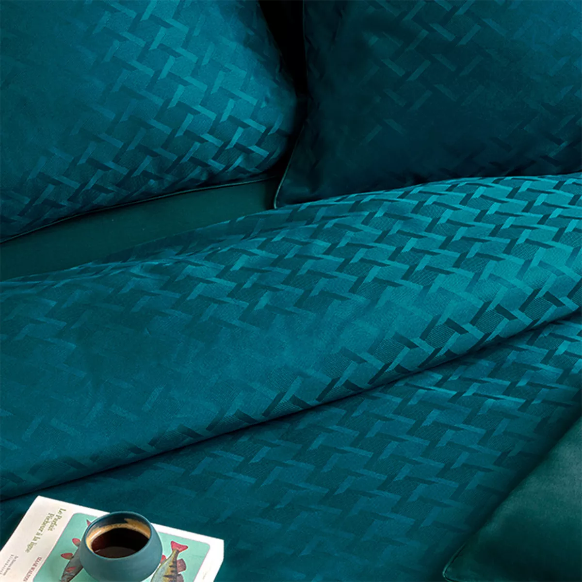 garnier thiebaut Parure de lit satin de coton bleu crepuscule Modèle Adagio crepuscule