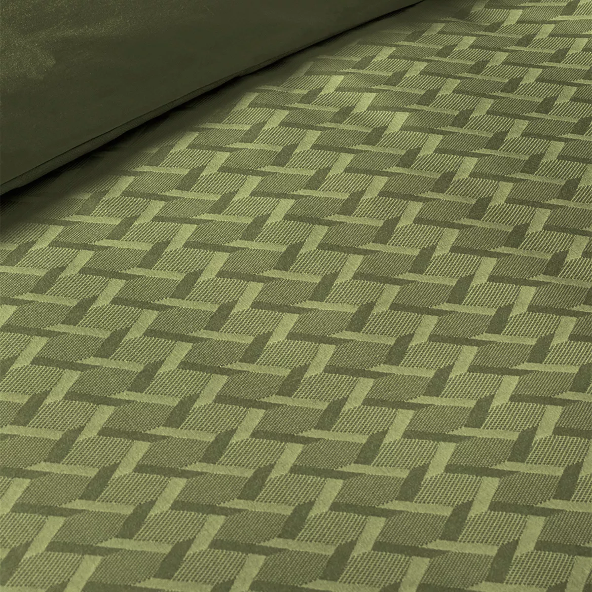 Garnier Thiebaut Parure De Lit Satin De Coton Vert Kaki Modèle Adagio Kaki