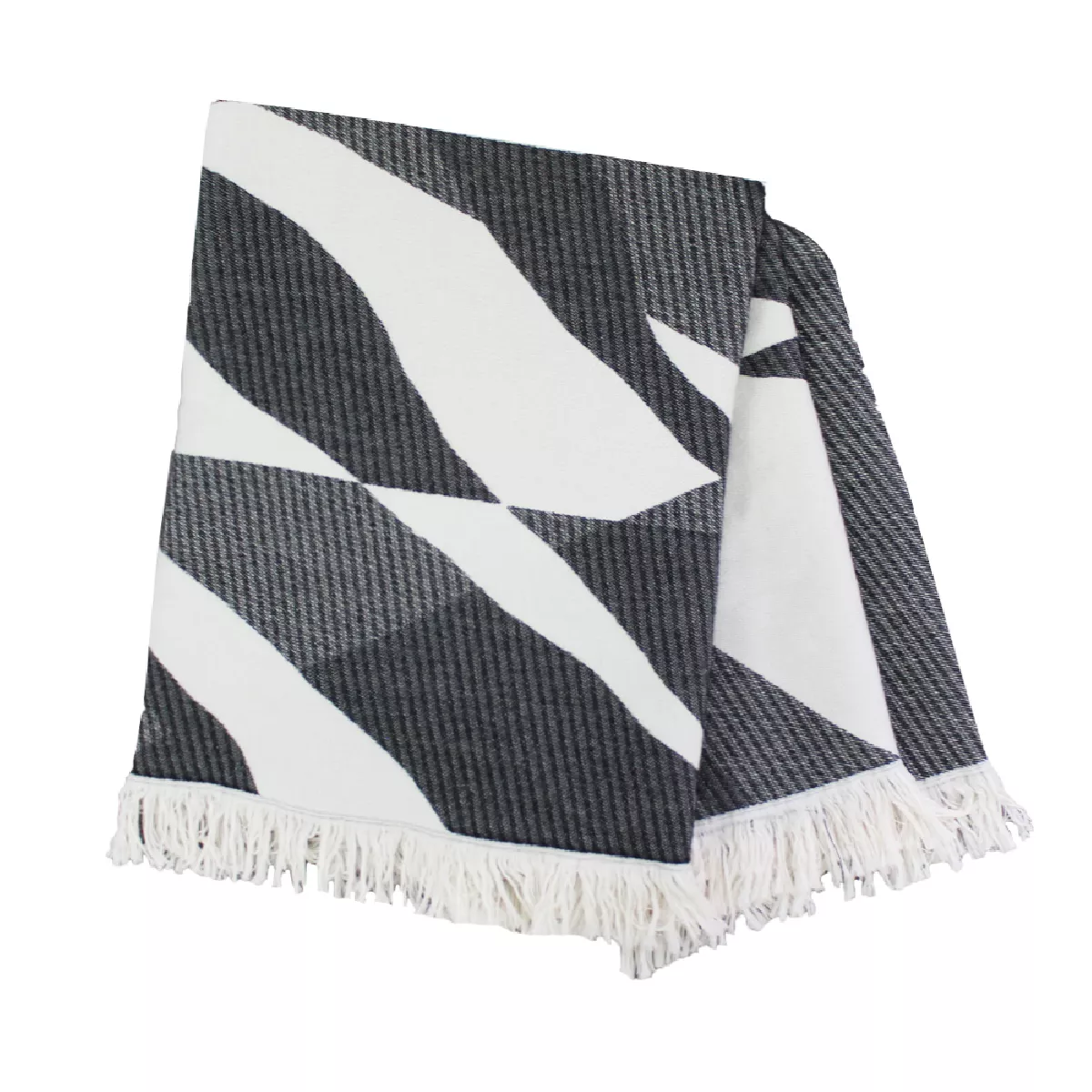 Garnier Thiebaut Plaid Coton & Autres Fibres Coloris Blanc Noir Et Blanc Versus Noir Et Blanc