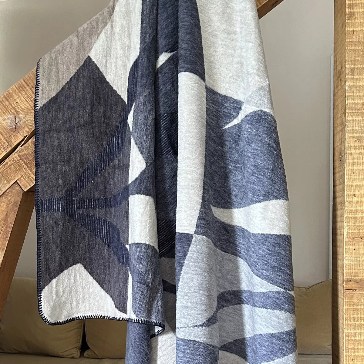 garnier thiebaut Plaid coton & autres fibres coloris bleu bleu Nino bleu
