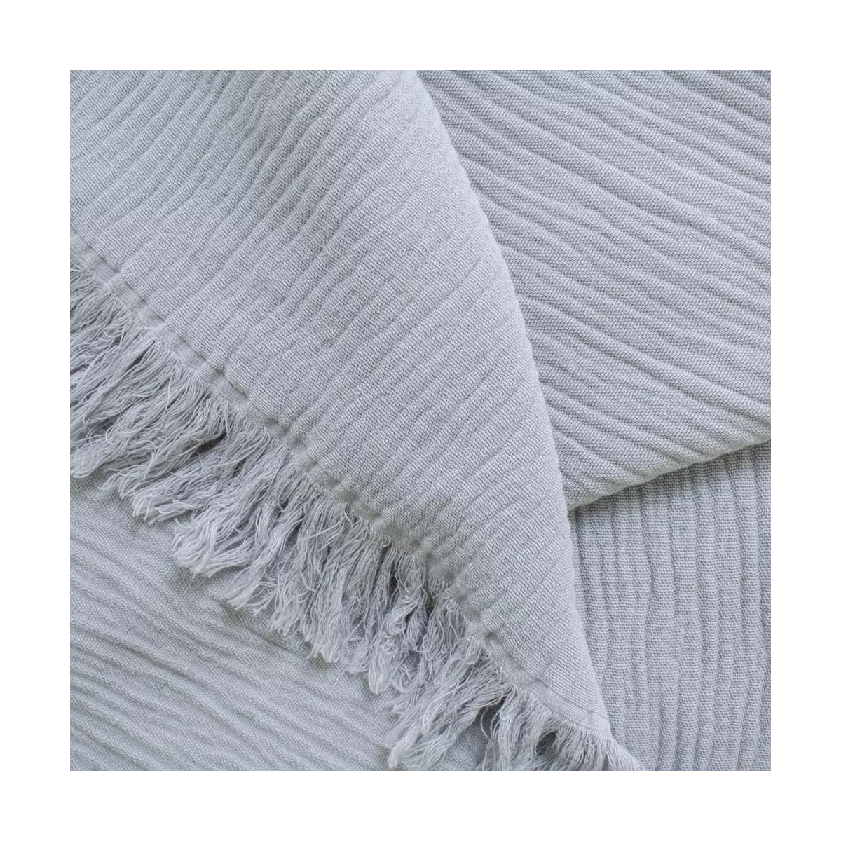 Garnier Thiebaut Plaid Coton & Autres Fibres Coloris Ecru Taupe Enzo Taupe