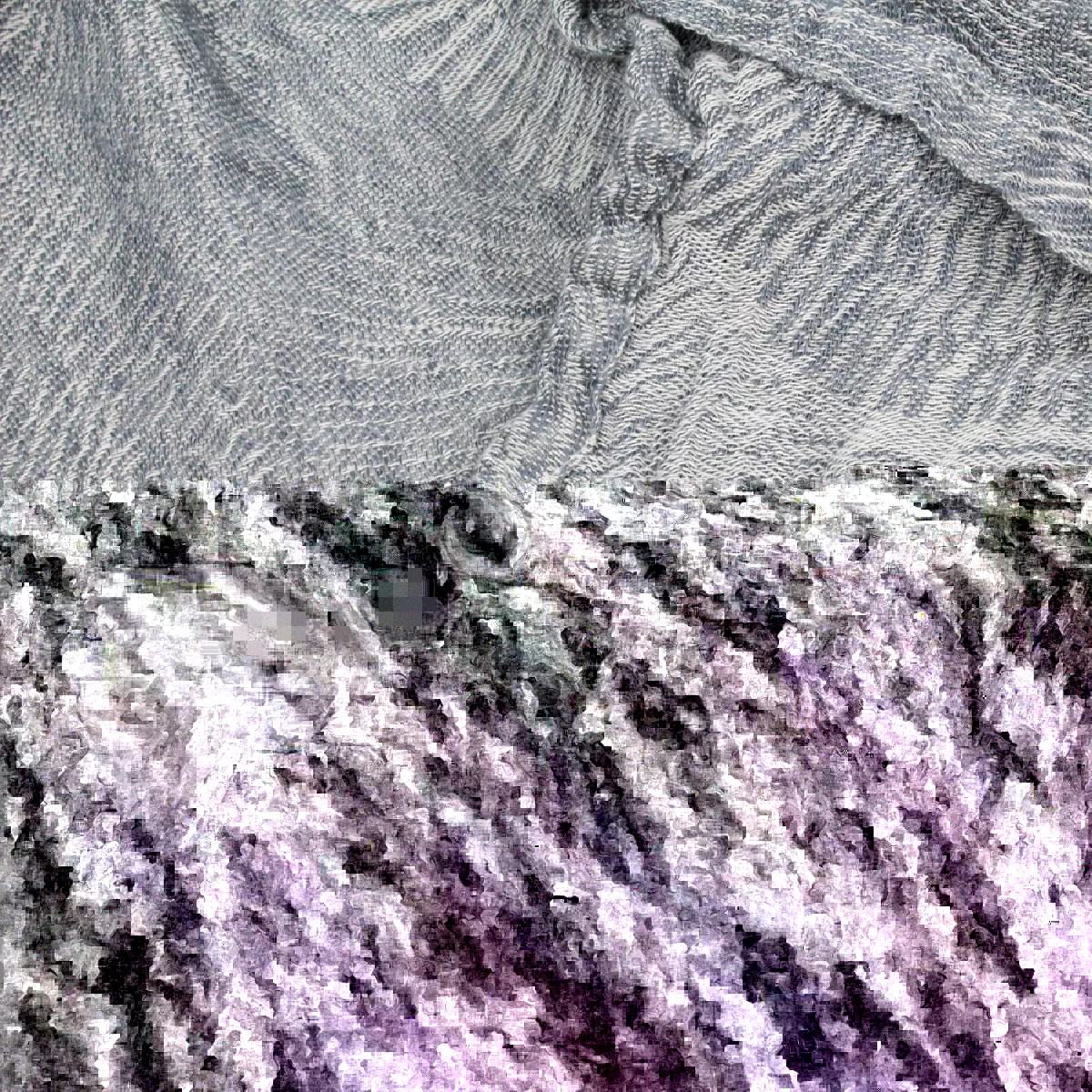 Garnier Thiebaut Plaid Métis Lin & Coton Lavé Coloris Gris Zinc Mille Shells Zinc