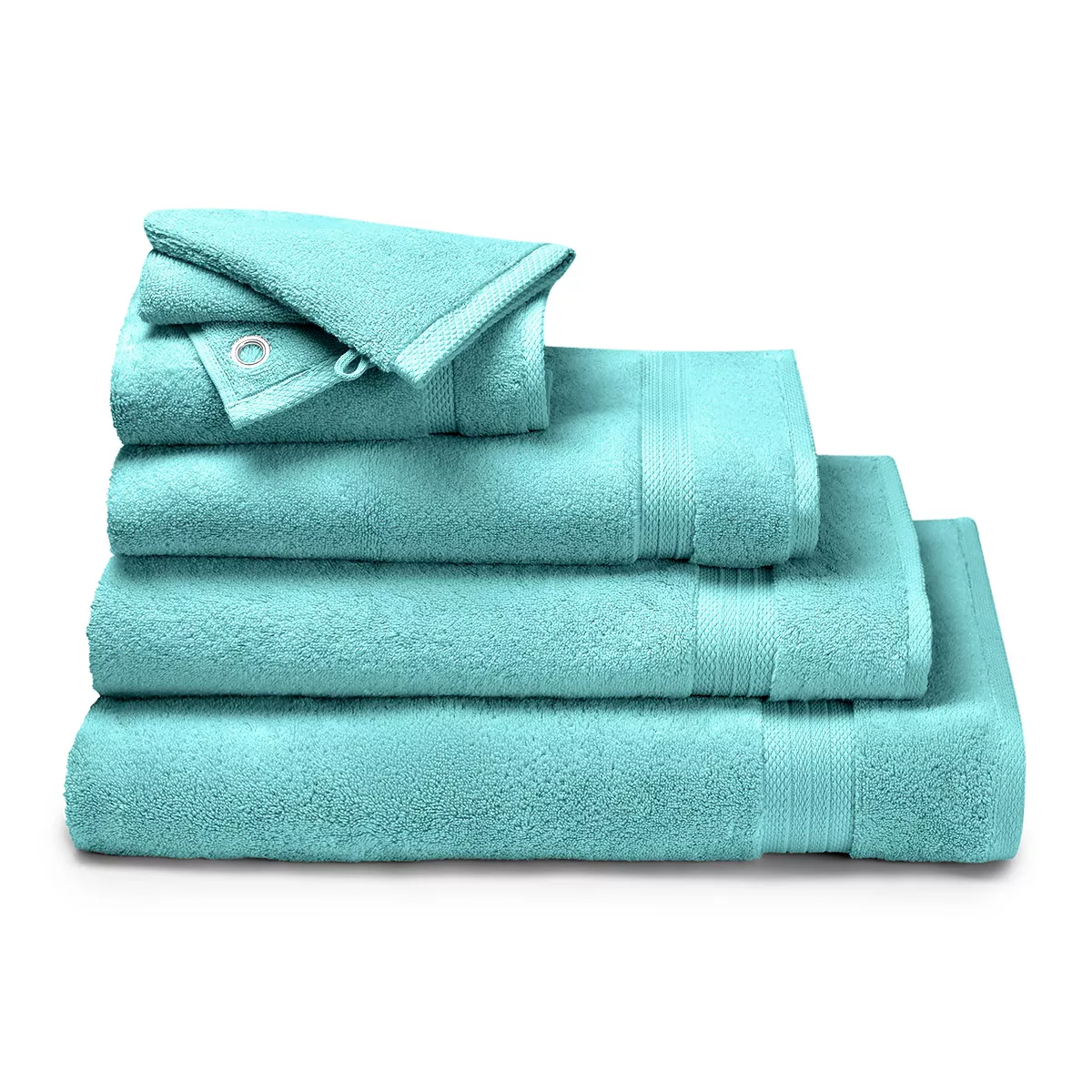 Garnier Thiebaut Serviette Eponge Pur Coton 550 G/m² Coloris Bleu Curacao Elea Curacao