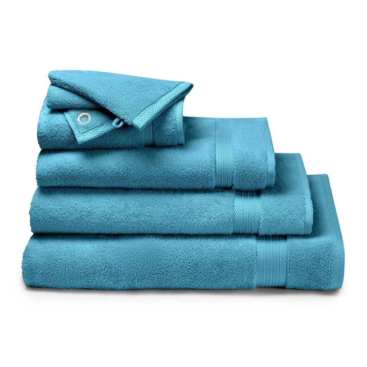 Garnier Thiebaut Serviette Eponge Pur Coton 550 G/m² Coloris Bleu Canard Elea Canard