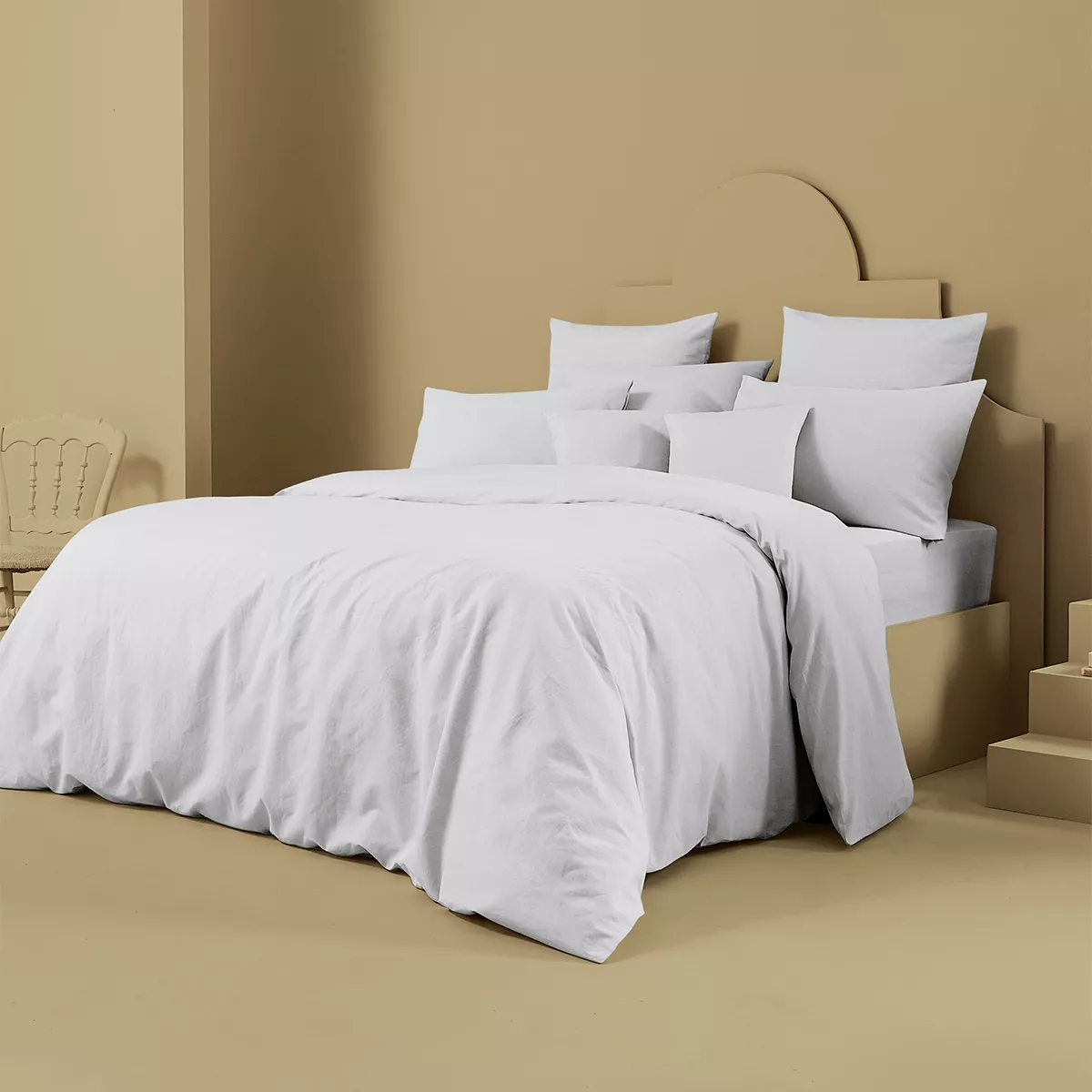 Garnier Thiebaut Taie D'oreiller Métis Lin & Coton Coloris Gris Glacier Le Metis Francais Glacier