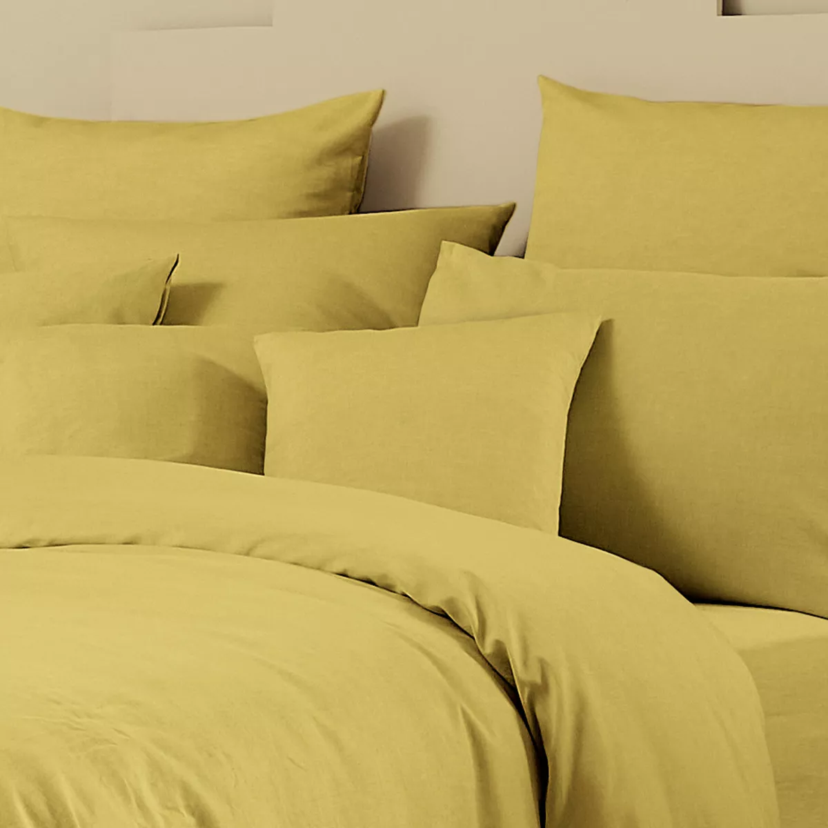 garnier thiebaut Taie d'oreiller métis lin & coton coloris jaune curry Le metis francais curry