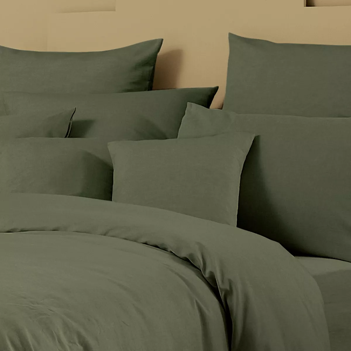 garnier thiebaut Taie d'oreiller métis lin & coton coloris vert kaki Le metis francais kaki