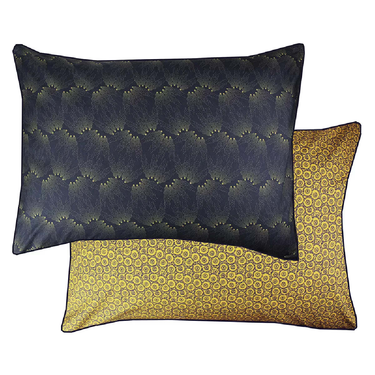 Garnier Thiebaut Taie D'oreiller Percale De Coton 80 Fils/cm² Coloris Bleu Gold Blue Manhattan Gold Blue
