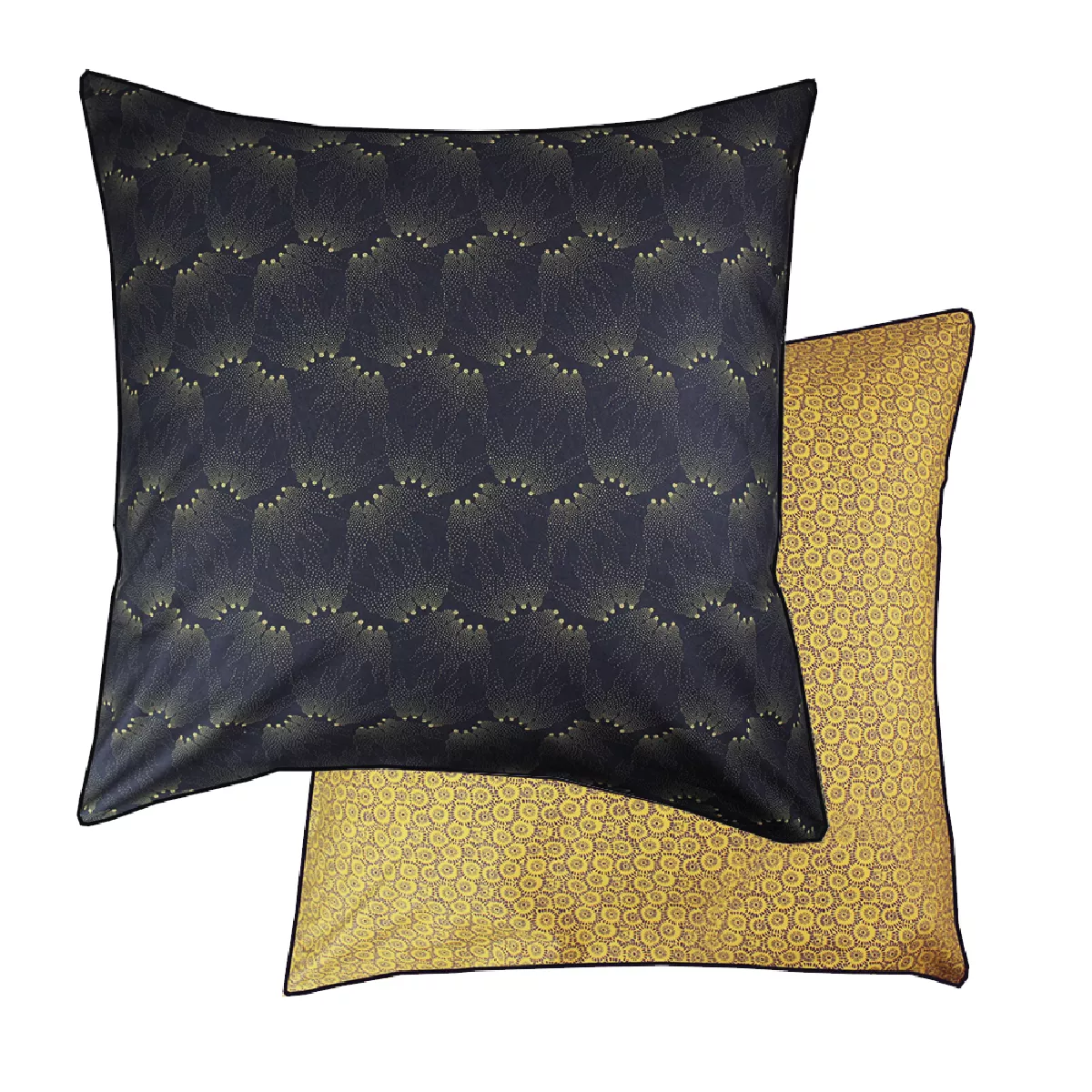 garnier thiebaut Taie d'oreiller percale de coton 80 fils/cm² coloris bleu gold blue Manhattan gold blue