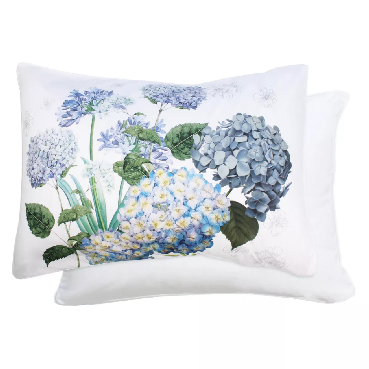 Garnier Thiebaut Taie D'oreiller Percale De Coton 80 Fils/cm² Coloris Multicolore Bleu Maelys Bleu