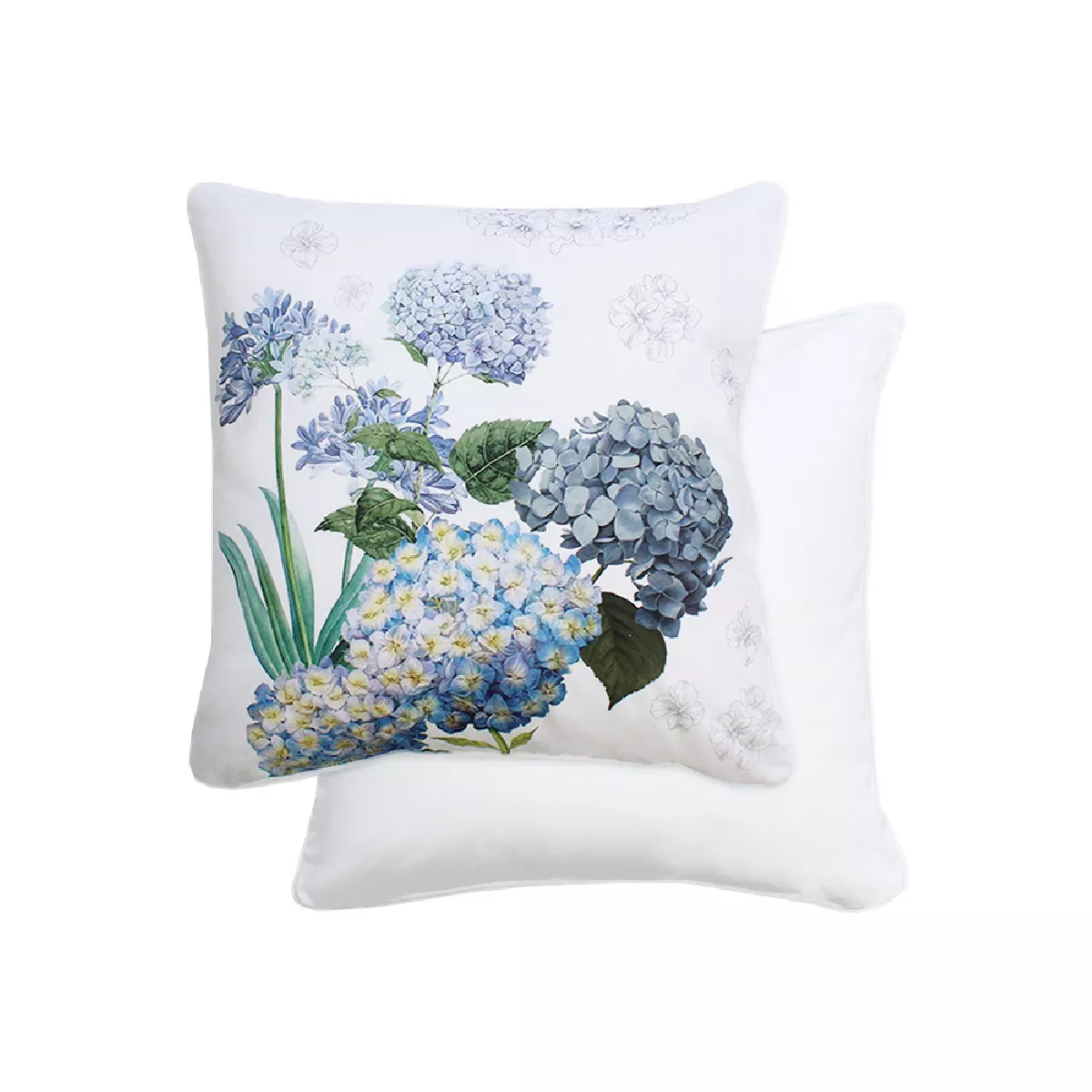 Garnier Thiebaut Taie D'oreiller Percale De Coton 80 Fils/cm² Coloris Multicolore Bleu Maelys Bleu