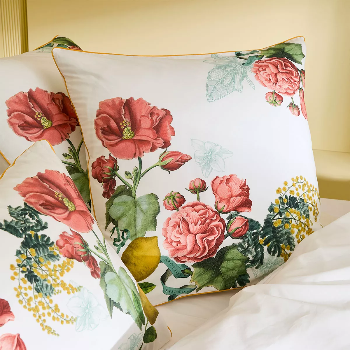 Garnier Thiebaut Taie D'oreiller Percale De Coton 80 Fils/cm² Coloris Rose Romance Citrons De Menton Romance