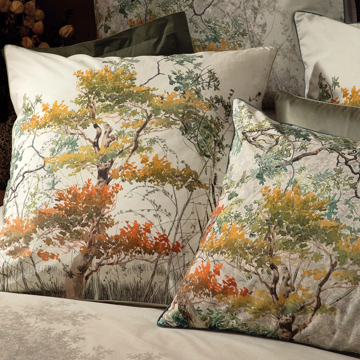 Garnier Thiebaut Taie D'oreiller Percale De Coton 80 Fils/cm² Coloris Multicolore Parchemin Bois De Mystere Parchemin