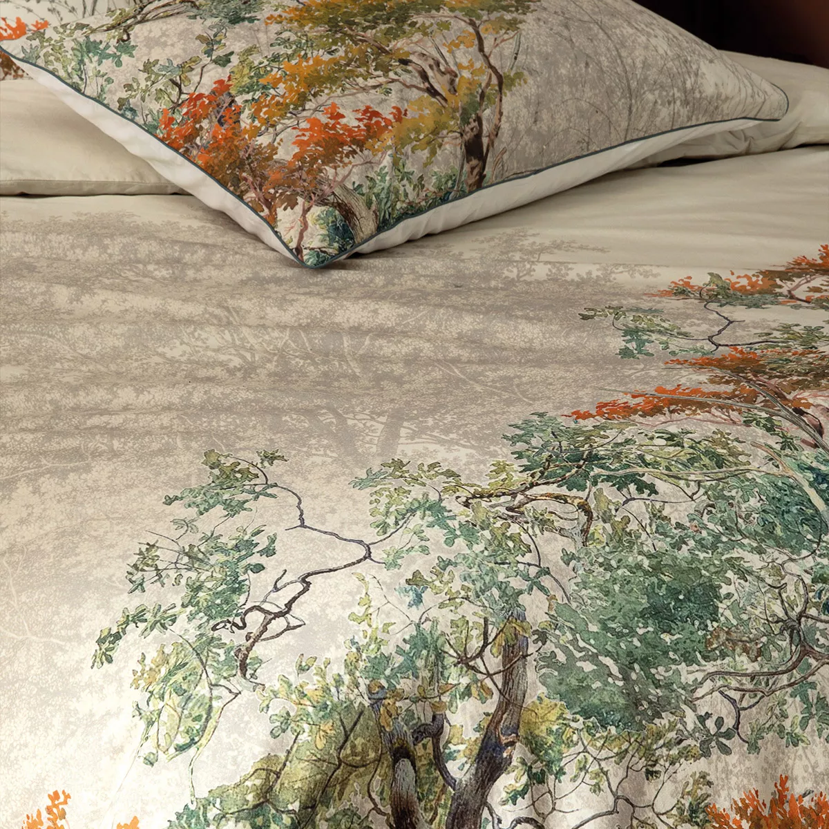 Garnier Thiebaut Taie D'oreiller Percale De Coton 80 Fils/cm² Coloris Multicolore Parchemin Bois De Mystere Parchemin