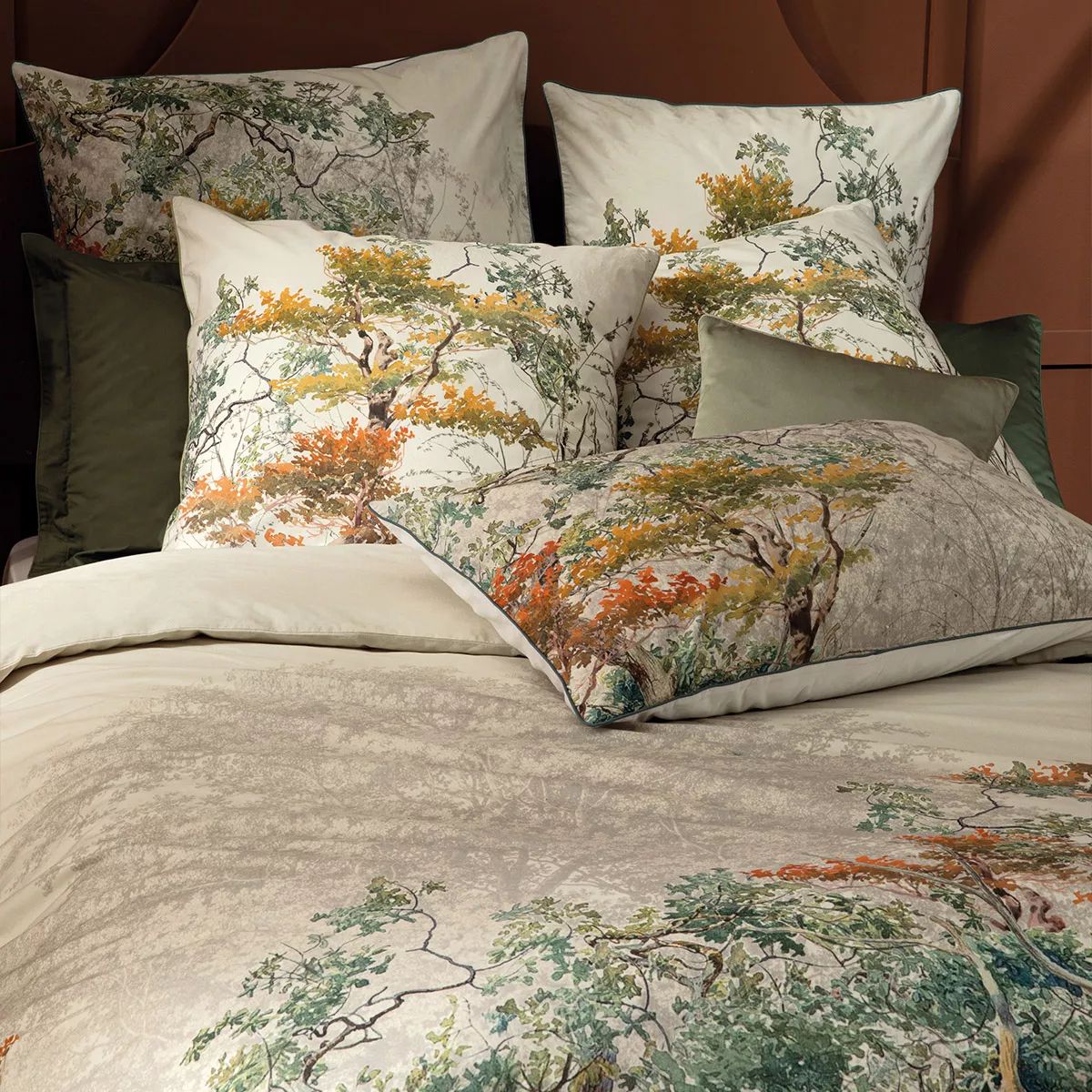 Garnier Thiebaut Taie D'oreiller Percale De Coton 80 Fils/cm² Coloris Multicolore Parchemin Bois De Mystere Parchemin