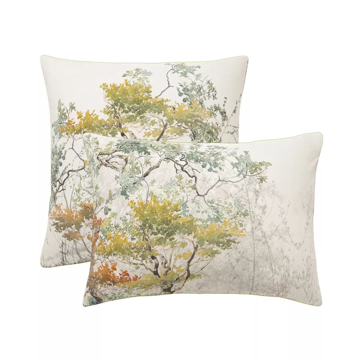 garnier thiebaut Taie d'oreiller percale de coton 80 fils/cm² coloris multicolore parchemin Bois de mystere parchemin