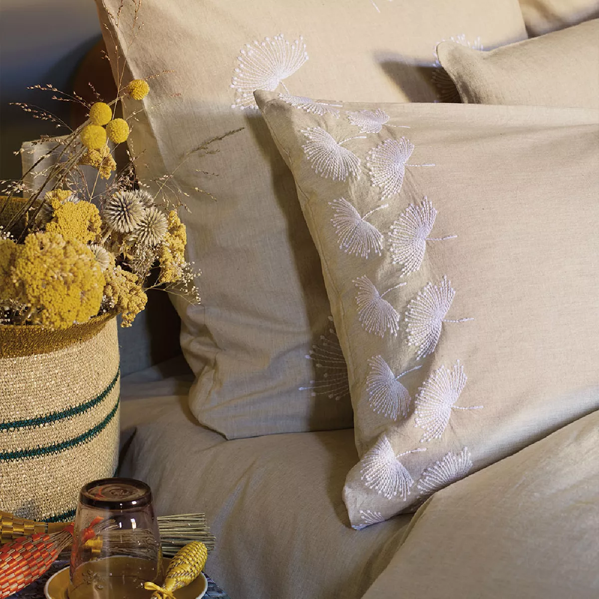 Garnier Thiebaut Taie D'oreiller Percale De Coton 80 Fils/cm² Coloris Beige Naturel Brise D'ete Naturel