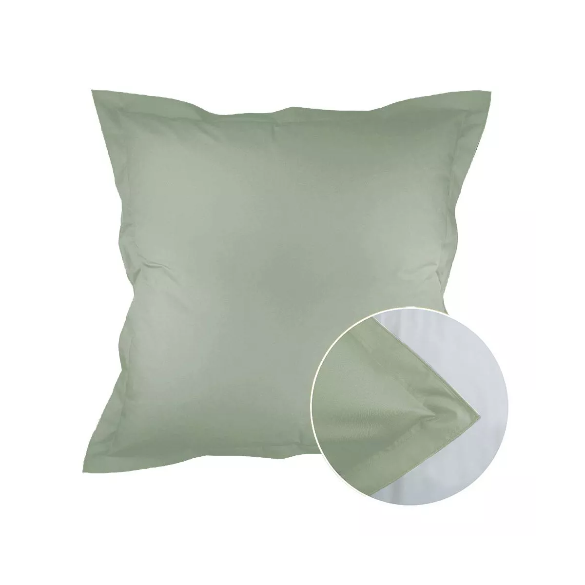 garnier thiebaut Taie d'oreiller percale de coton 90 fils/cm² coloris vert kaki Olana kaki
