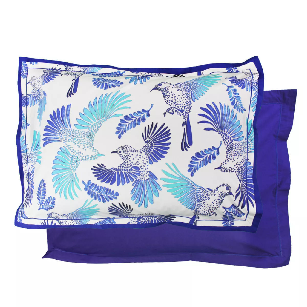 Garnier Thiebaut Taie D'oreiller Percale De Coton 90 Fils/cm² Coloris Bleu Indigo Envol Indigo