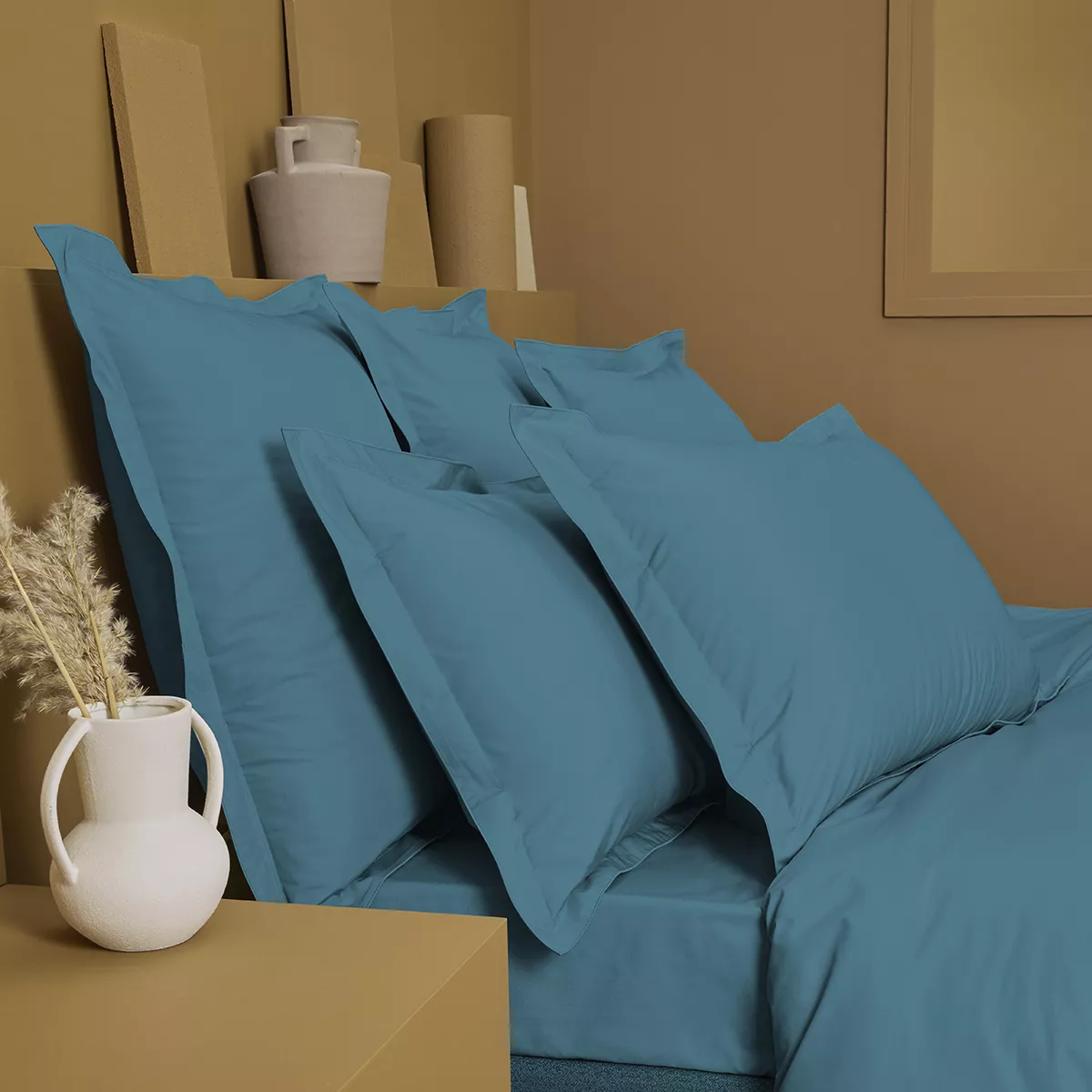 Garnier Thiebaut Taie D'oreiller Percale De Coton 90 Fils/cm² Coloris Bleu Petrole Olana Petrole
