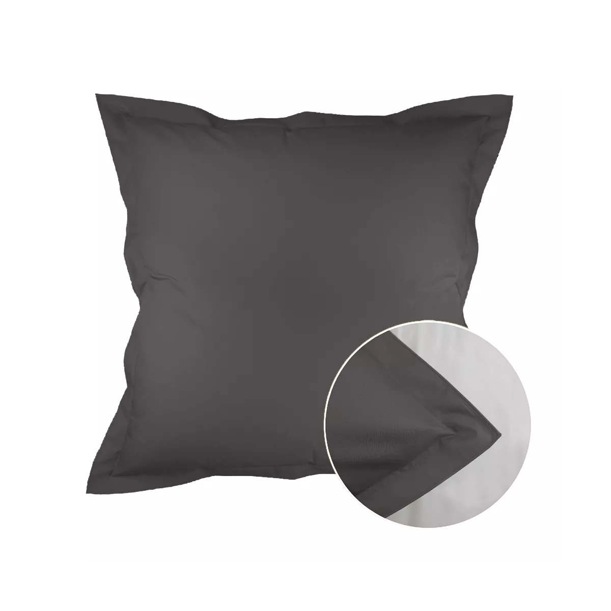 garnier thiebaut Taie d'oreiller percale de coton 90 fils/cm² coloris gris beton Olana beton